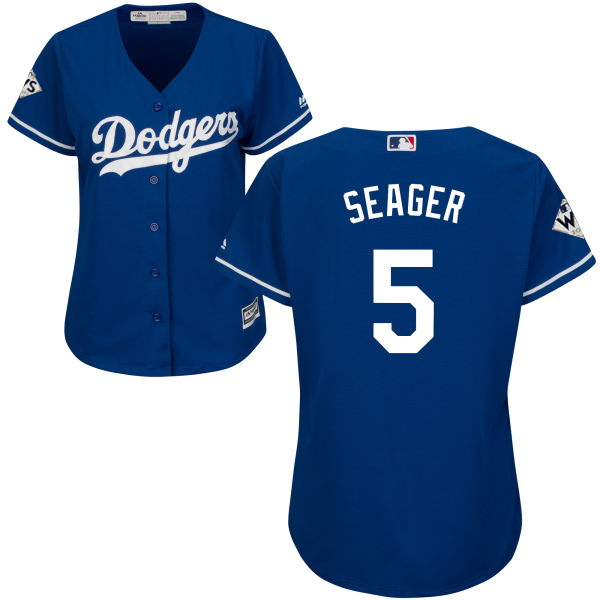 Dodgers #5 Corey Seager Blue Alternate World Series Bound Women's Stitched MLB Jersey